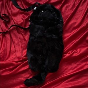 Black Cat Faux Fur Animal Purse